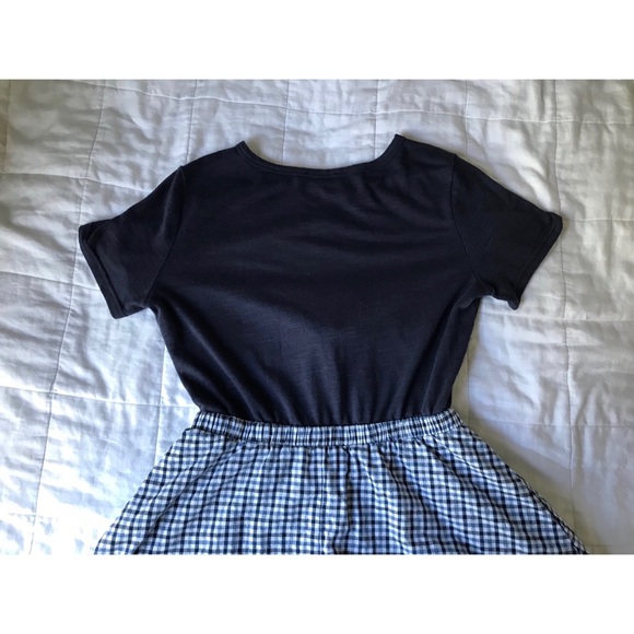 Navy blue and gingham dress with tie front - Picture 3 of 6